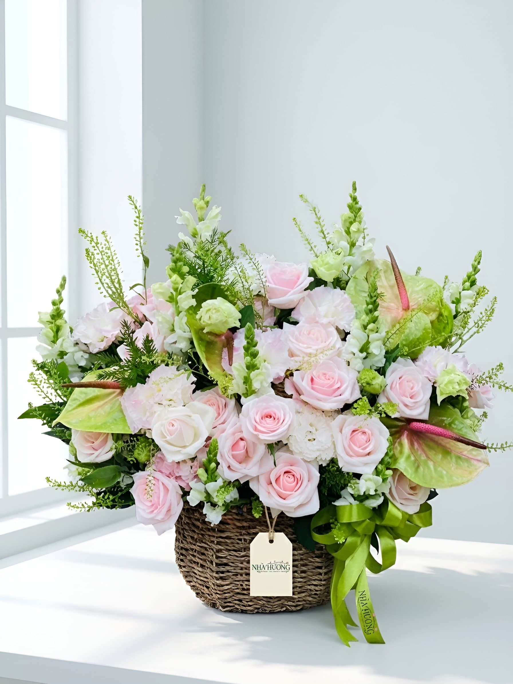 Giỏ Pastel Xanh Hồng